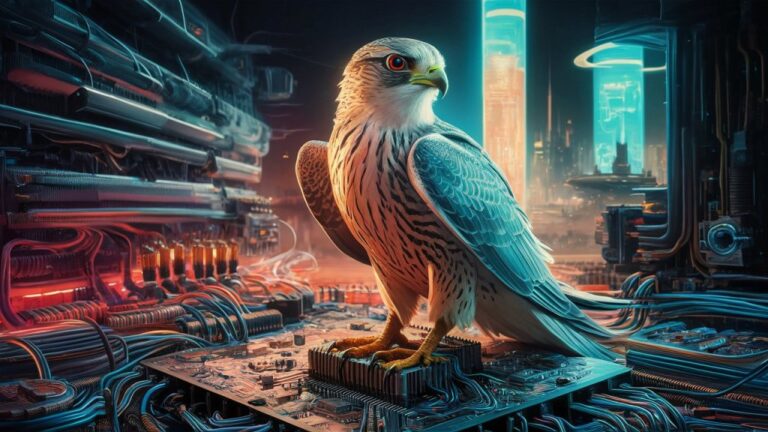 a captivating painting of an ai falcon perched con G gbgTSiTmugale2Cj J5A t3mrx3ivTJSxhucUMuA0 w