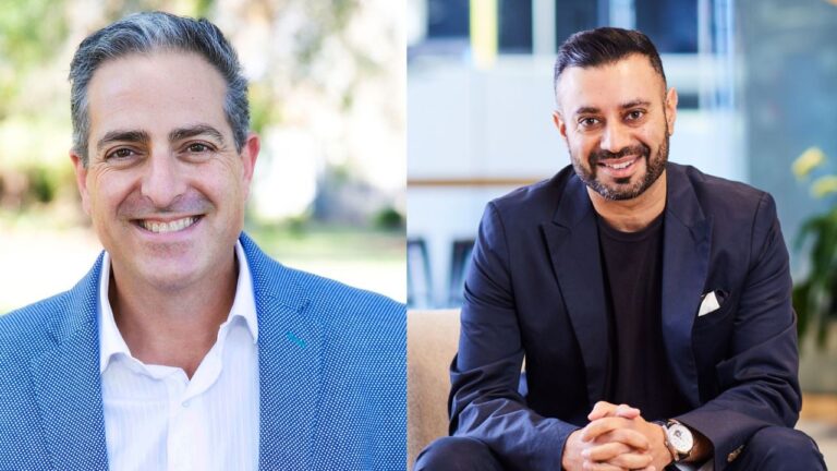 L R AgentsAgency Co Founder and CEO Manos Findikakis and REA Group Chief Customer and Commercial Officer Kul Singh. Image Supplied 1