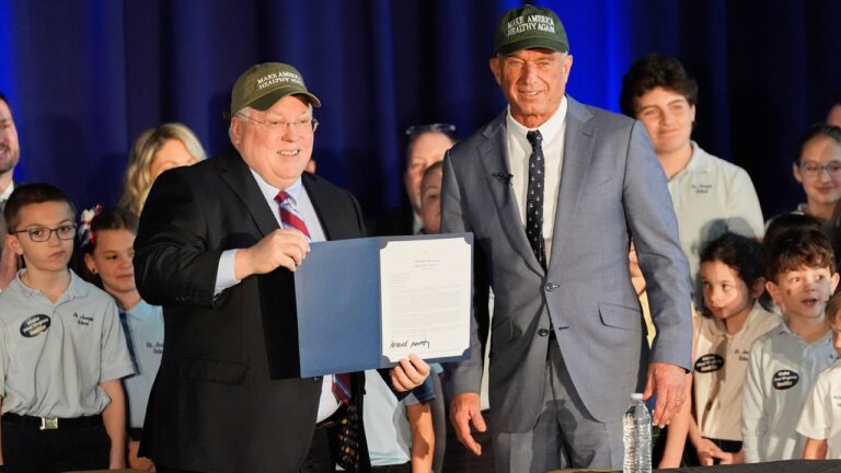 patrick morrisey and rfk jr wear make america healthy again hats
